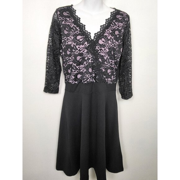 NWT Warehouse One black pink lace dress. MEDIUM - Picture 1 of 4
